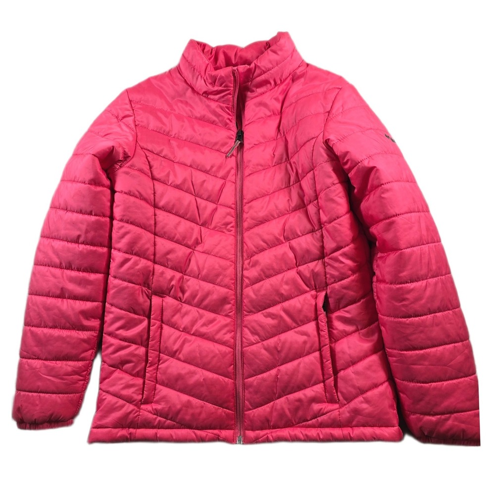 Columbia Omni-Heat Puffer Jacket Kids Large Pink Polyester Quilted Girls Coat